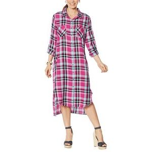 Billy T Plaid Print Shirt Dress with Pockets